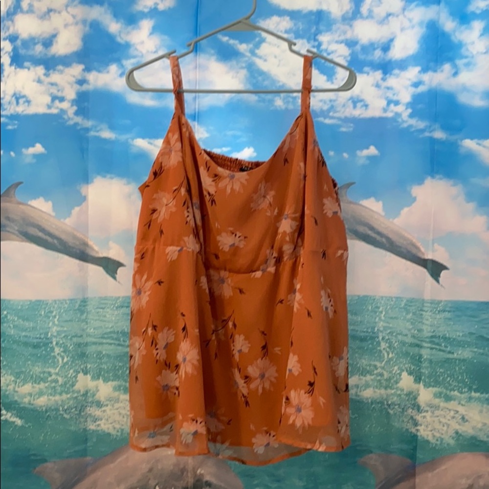 Peach floral tank top